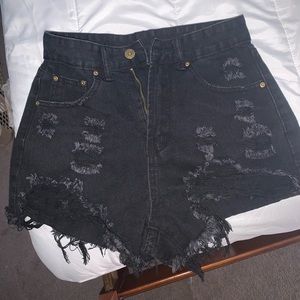 Black ripped shorts. Shein. Size medium.